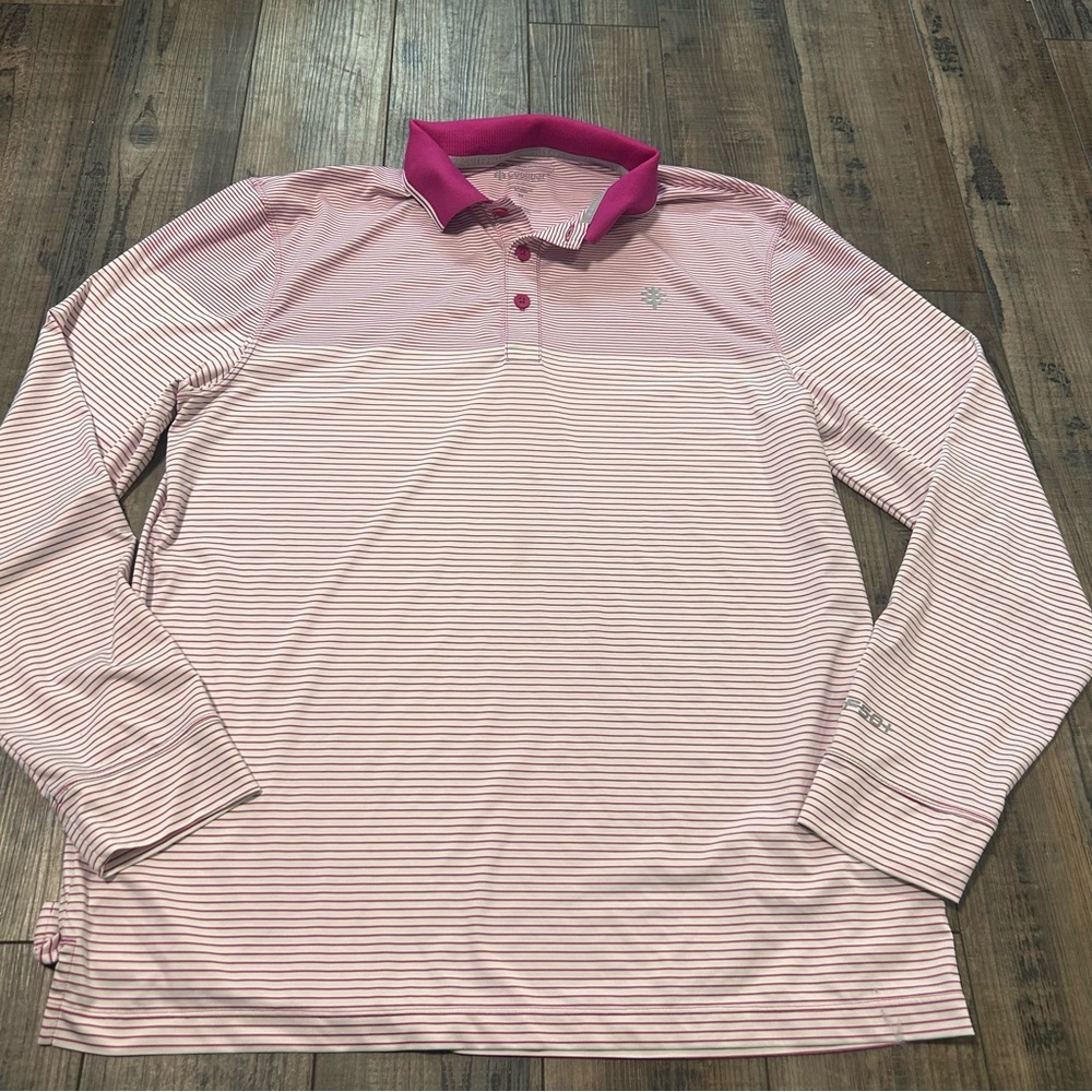 Coolibar‎ Long Sleeve Polo Shirt Mens Medium UPF 50+ Sun Protection FLAW